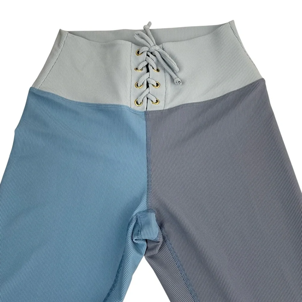 LoveShackFancy x Beach Riot Riley Blue Ribbed Lace Up Legging XL - Picture 10 of 16